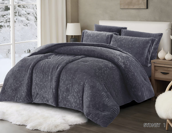Sydney Two Face Fur Comforter Set 6 pcs