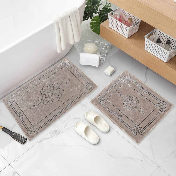 Orient Bath Mat Jacquard Set Silver