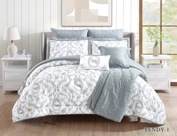 Tendy Printed Microfiber Comforter Set Silver