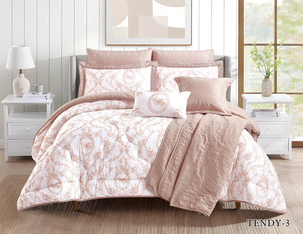 Tendy Printed Microfiber Comforter Set Flesh