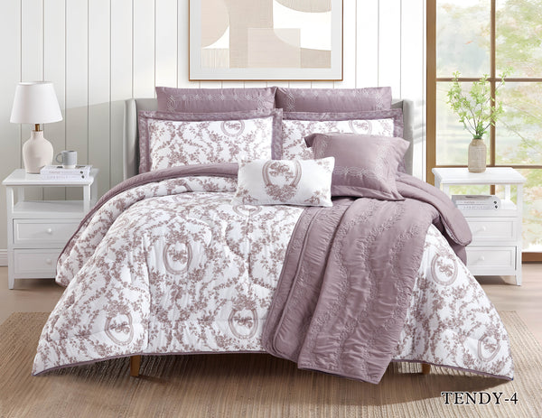 Tendy Printed Microfiber Comforter Set Lilac