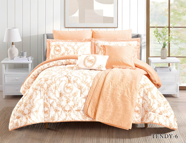 Tendy Printed Microfiber Comforter Set Orange