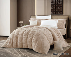 Kashmir Double Fur Comforter Set Biege