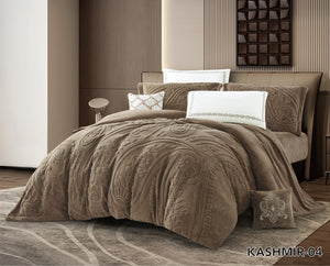 Kashmir Double Fur Comforter Set Brown