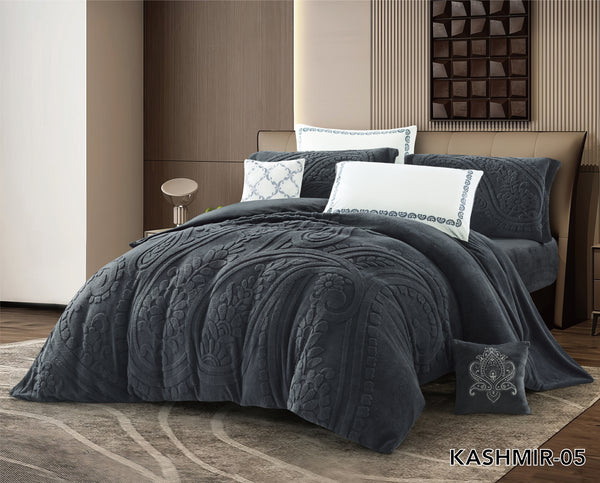 Kashmir Double Fur Comforter Set Grey