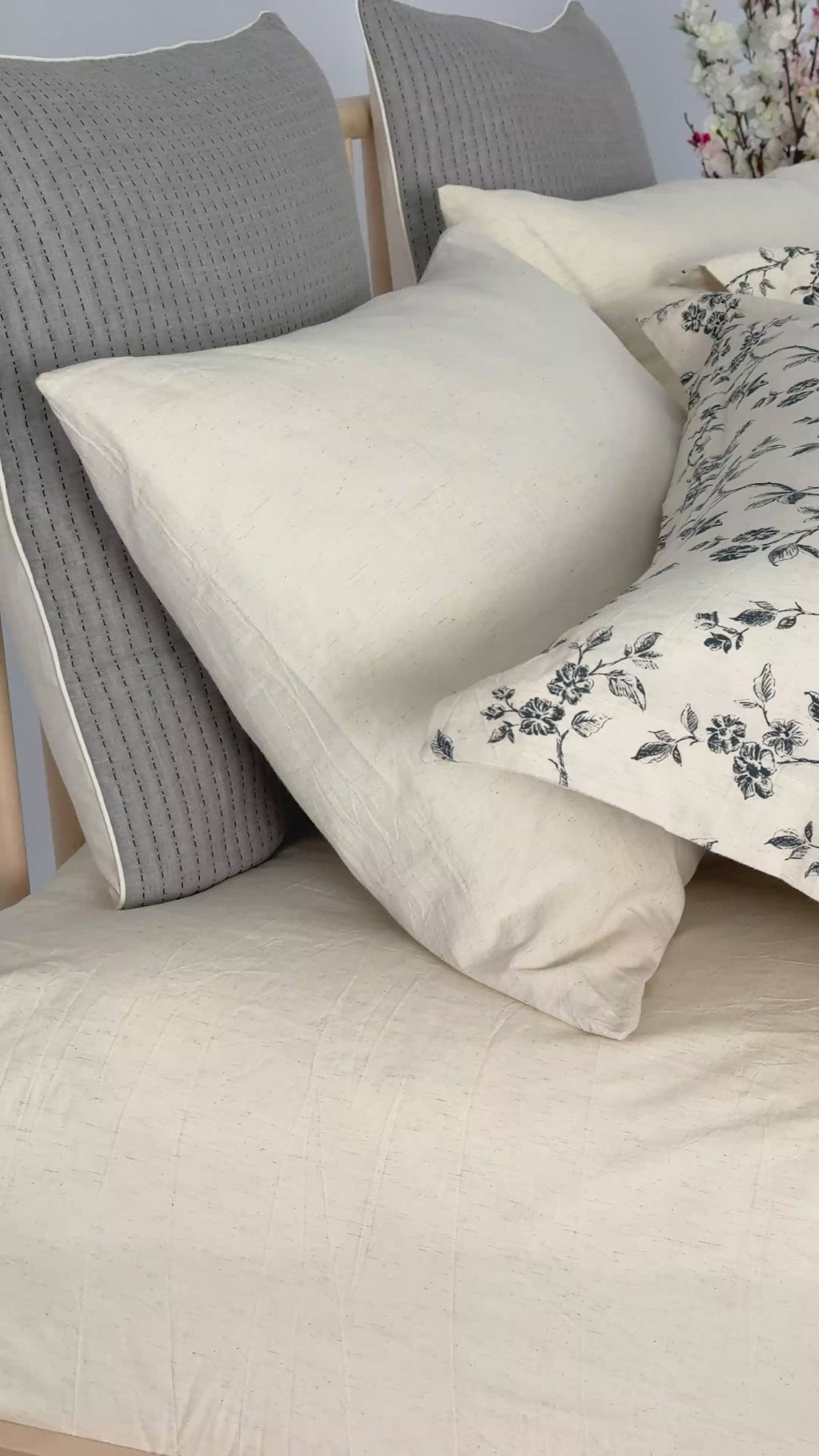 Lino 100% Linen Cotton Printed Comforter Set