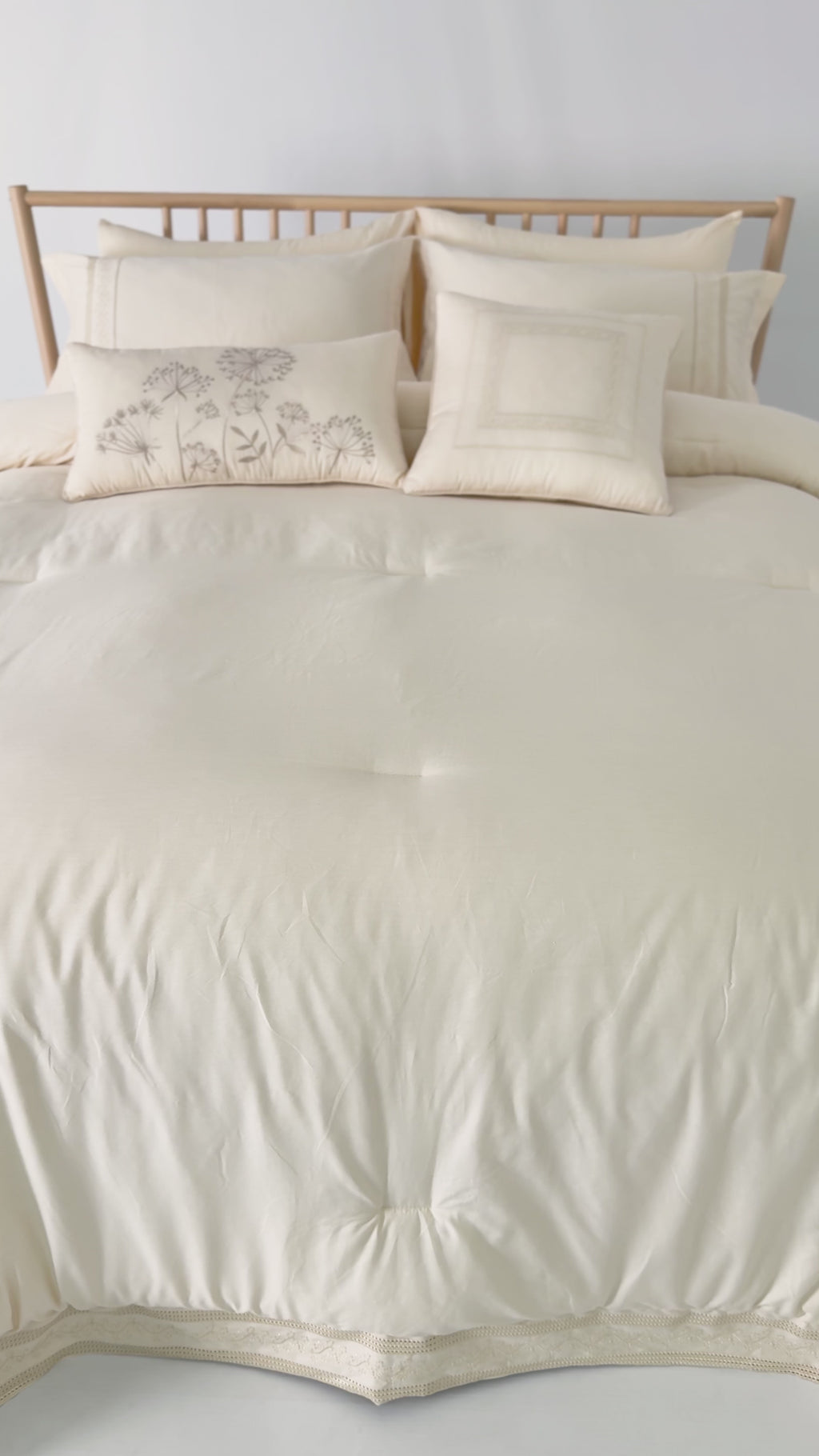 Taj Embroidery Solid 100% Cotton Comforter Set
